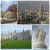 Four distinct landscape scenes arranged in a 2x2 grid, each with unique architectural and natural elements under varying sky conditions.