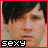 Animated contact sheet of a person's face with repeated text "sexy" in pixelated font across multiple frames, each frame showing slight variations in facial expression and eye position within a red border.