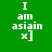 Four display identical text on different backgrounds: 'I am asian x]' in white pixelated font on green, dark green, black, and green backgrounds