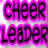 Static pixelated icon displaying bold text "CHEER LEADER" in black letters against a bright pink background with subtle gradient effects.