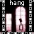 Animated sequence of a figure in a pink arched window with changing text above and below the figure.
