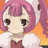 Pixelated anime-style character with pink hair and white angel wings against an orange background.