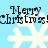 Light blue background with four white snowflakes and repeated black text reading "Merry Christmas!" in a pixelated font.