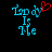 Pixelated blue text 'Lady Is Me' on black background with red heart symbol above 'Lady' in first frame, heart absent in second frame.