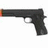 Pixelated image of a black handgun with an orange tip on the barrel, positioned horizontally against a white background.