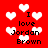 Red background with white pixelated hearts and black text reading "I love Jordan Brown" in four identical sections.