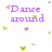 Pixelated purple text on white background with scattered green and pink heart shapes, partially cropped gray rectangle at bottom-right.