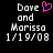 Pixelated text displays 'Dove and Marissa 1/19/08' with a pink heart symbol replacing the word 'and', presented in two identical side-by-side on black background