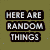 Six distinct pixelated images arranged in a , each labeled with bold text below: 'HERE ARE RANDOM THINGS', 'TACO!!!', 'FLAMINGO!!!', 'CAT!!!', 'SYRUP!!', and 'EGGS!!!'