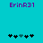 Two identical cyan backgrounds display purple text 'ErinR31' above a of five black and teal puzzle pieces with one piece changing position
