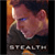 Pixelated static image of a character's face with stylized text below, set against a gradient background.