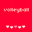 Red background with two side-by-side pixelated 'volleyball' texts above of white and pink plus signs