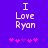 Pixelated text 'I Love Ryan' on purple background with pink and purple star icons below, two variations of icon animation.