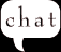 Four white speech bubbles with 'chat' text on black background, two of two, top slightly blurred