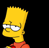 A 3x2 contact sheet of six animated frames featuring Bart Simpson from The Simpsons, each frame showing slight variations in facial expression and text overlay against a black background.