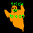 Pixelated ghost figure with raised arms and text 'trick or treat' in green, displayed across three color variations on black background.