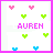 Pixel art icon with pink hearts, green leaves, blue arrows, and changing text across six