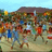 Pixelated image of people running outdoors with green text on blue background reading "IT'S..." and "High School Musical 2!!".