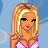Pixel art contact sheet showing three frames of a beach-themed animated buddy icon featuring a blonde woman in pink bikini, with text "beach baby" at bottom.