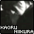 identical monochrome frames showing a blurred figure with text 'KAORU NIKURA' beneath each, displayed in pixelated font