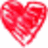 Two red hearts with white highlights, one displaying green pixelated text reading 'i love haley soo much' on a white background.