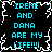 Pixelated cyan text on black background with white crack-like border, repeated four times in a