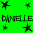 Green background with black star shapes and repeated text "DANIELLE" in pixelated font across two