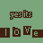 Pixelated brown text on green background reads 'yes its I love e' with partial letters in separate blocks.