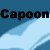 Animated sequence of three horizontal showing repeated 'Capoon' text over blue and white wave-like background with subtle motion