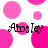 Pixelated pink polka dots on white background with repeated text 'Amsley' in black script font.