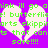 Pixelated green text on purple background with white heart shapes, repeating phrases about 'butterfli', 'skippinarts', and 'safe' with multiple exclamation marks.