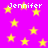 A static image with a bright purple background filled with yellow stars and repeated text "Jennifer" in white pixelated font.