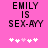 Pixelated text on pink background with heart symbols below, showing animation change in one heart's color.
