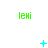 Green pixelated text 'leni' appears in three with cyan animation symbols between them on a white background