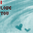 Animated icon with 'I LOVE YOU' text over a blue wave background, each letter in the word 'LOVE' changes color across frames.