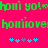 Green pixelated text on bright pink background with blue and purple star-like symbols below.