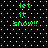 Green pixelated text 'let it snow!!' on black background with white dots, displayed in four identical quadrants.