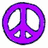 Purple peace symbol, yellow heart, blue smiley face, and a composite icon with multiple symbols on a gradient background.