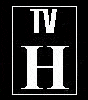 Five vertical display sequential changes in text and color on a black background, showing 'TV H' at top, 'FOR' middle, and 'HARDCORE' bottom with green glow