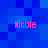 Blue pixelated background with four instances of the name "Nicole" in pink text positioned at top-left, top-right, bottom-left, and bottom-right corners.