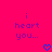 Pixelated text and heart symbols on a bright pink background with purple lettering.