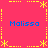 A static pixel art image with a bright pink background, yellow decorative borders, and four instances of the text 'Malissa' in blue.