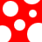 Red background with multiple white circles of varying sizes scattered across the surface.