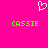 A static pixel art image with a bright pink background, featuring two identical green text labels and one white heart symbol.