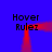 Blue background with four red glowing lines forming a square, each corner displaying black text reading 'Hover Rulez' in pixelated font.