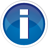 Blue circular icon with white border containing a large white lowercase 'i' symbol on gradient blue background.