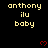 Pixelated text 'anthony ilu baby' repeated across a black background with red heart symbols, some hearts animated to appear and disappear.
