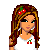 Pixel art contact sheet showing four frames of an animated character with cherry-themed accessories and text variations.