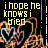 Pixelated text reads 'i hope he knows i bled' above overlapping heart shapes in orange, pink, and gray on a black background.
