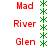 Red text labels Mad, River, Glen appear in two vertical separated by green asterisk borders on white background